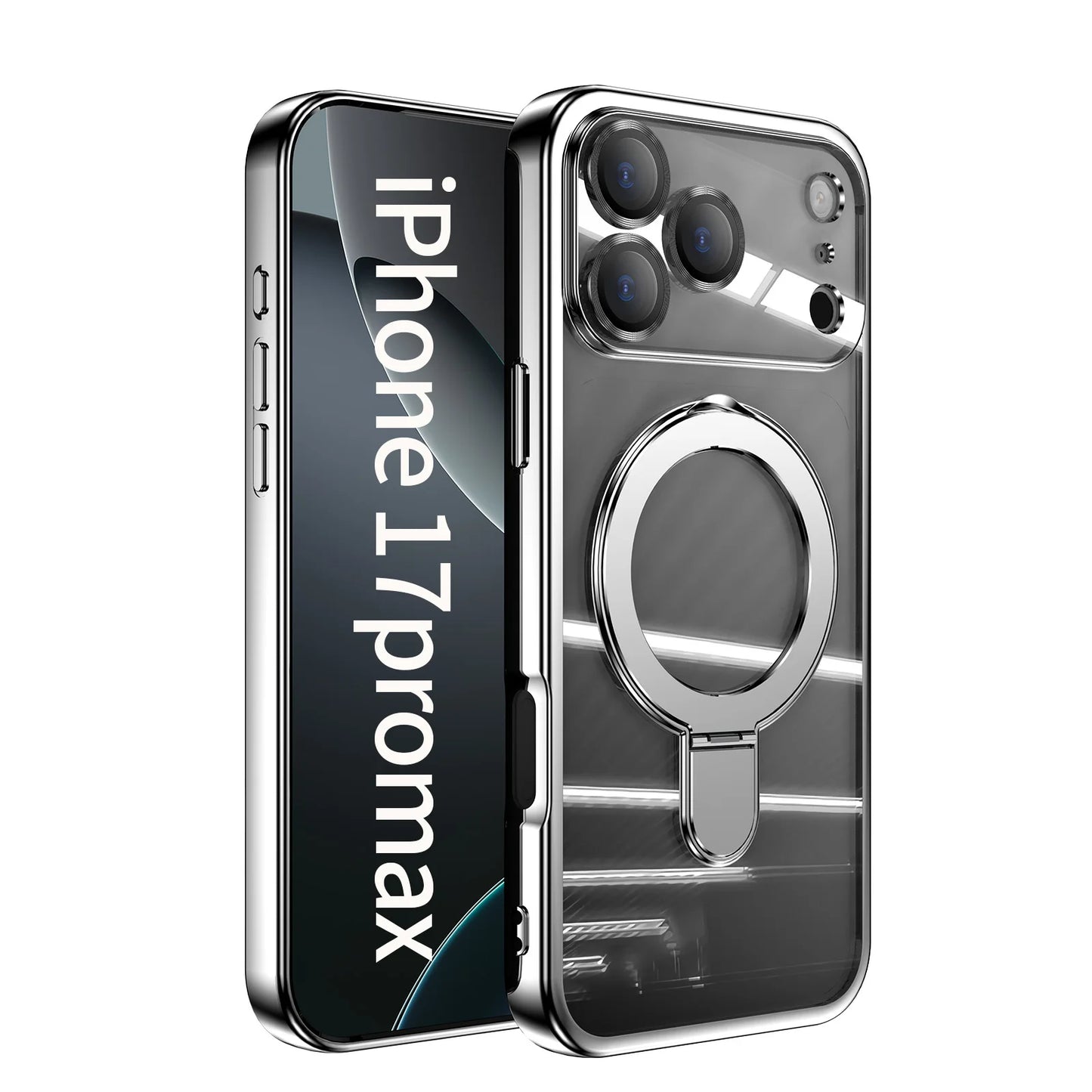 Plating Magnetic Ring Stand Case For iPhone 17 Air 17 Pro Max Case Shockproof Wireless Charging For Magsafe Shockproof Cover
