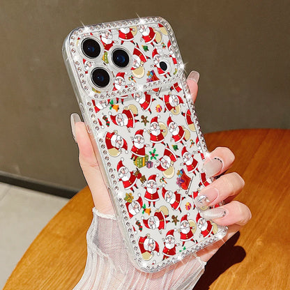 For iPhone 17 Pro Max Case Christmas Elk Santa Claus Diamond Cover For iPhone 13 14 15 12 11 16e 17 Air Funda iPhone 16 Pro Max