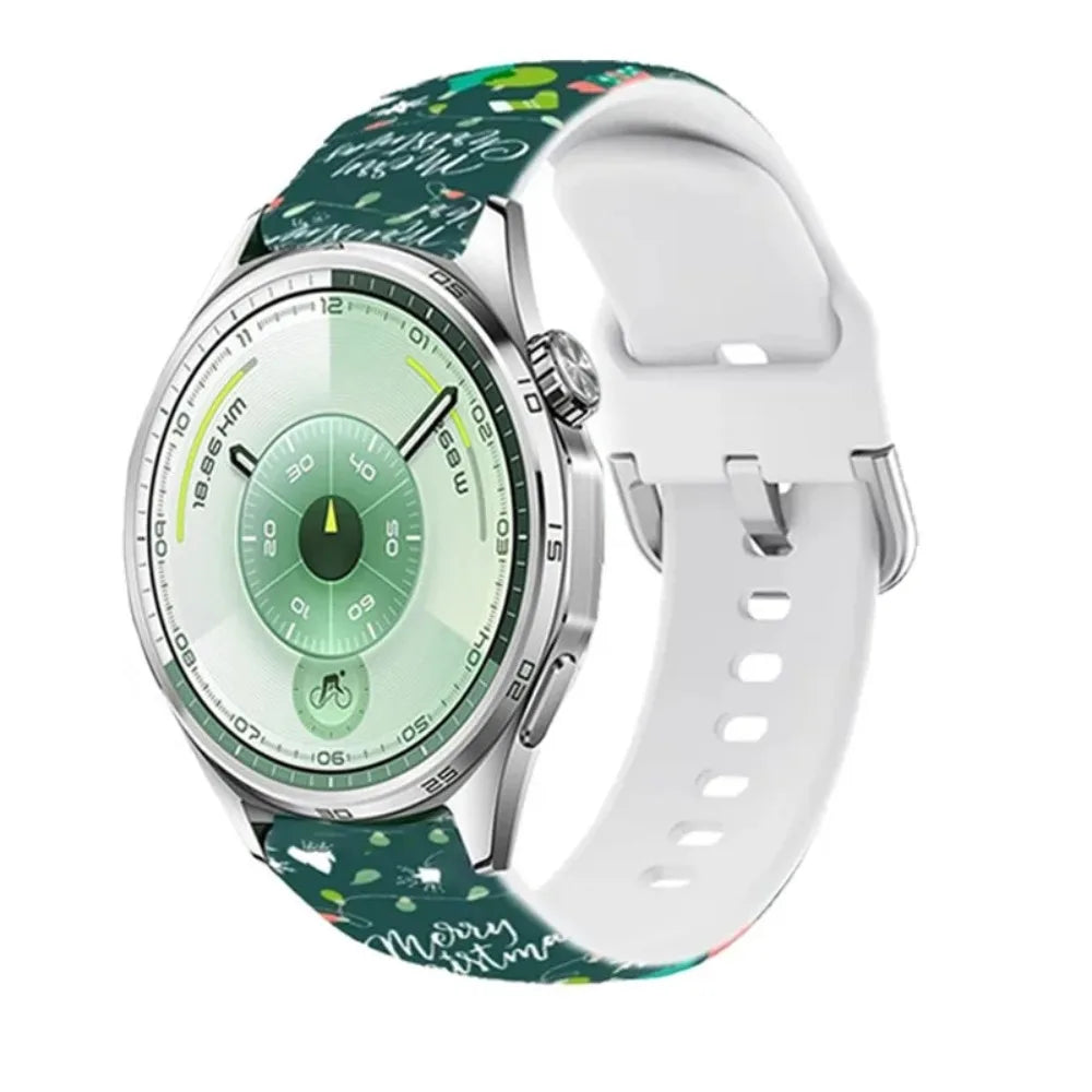 20mm 22mm Christmas Silicone Strap For Huawei Watch GT6-5-4-3 46mm Samsung Watch 7 6 5 4 Bracelet Wristband Amazfit GTR/GTS Band