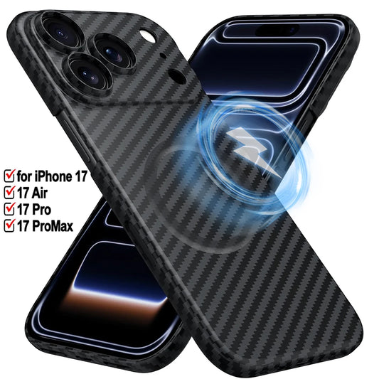 Carbon Fiber for IPhone 17 Pro Case Strong Magnetic Phone Case Slim Thin Smooth TPU Bumper for IPhone 17/17 Pro/17 Air/17 ProMax
