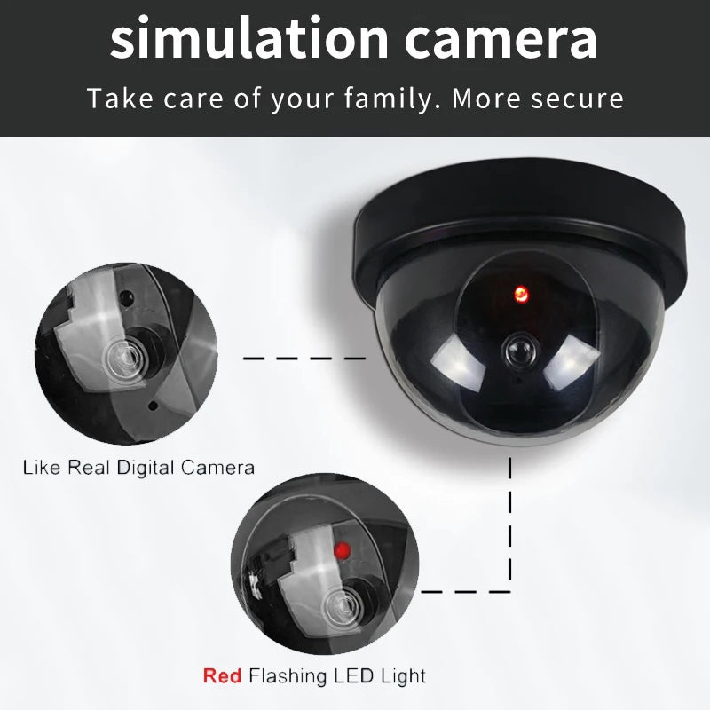 1PC Dummy Fake Camera with LED Red Light, Battery Operated, No Wiring Required, Indoor Outdoor Fake Dome Security Camera