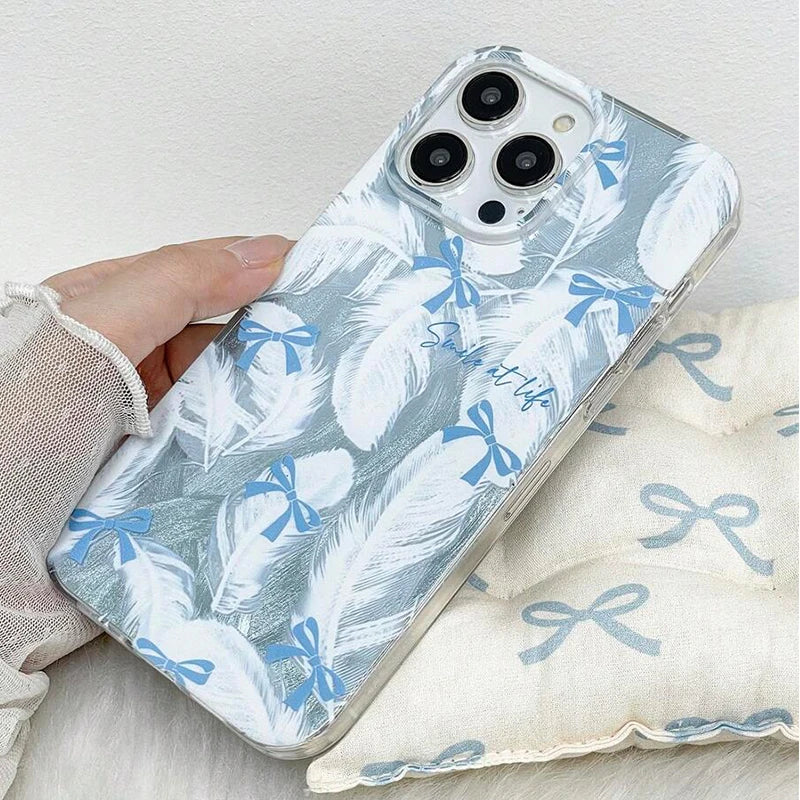 Case for iPhone 17 16 Butterfly Bow Print Phone Cases for iPhone 17 Air 15 14 13 12 11 Pro Max X XR XS 7 8 Plus SE2 16E Cover