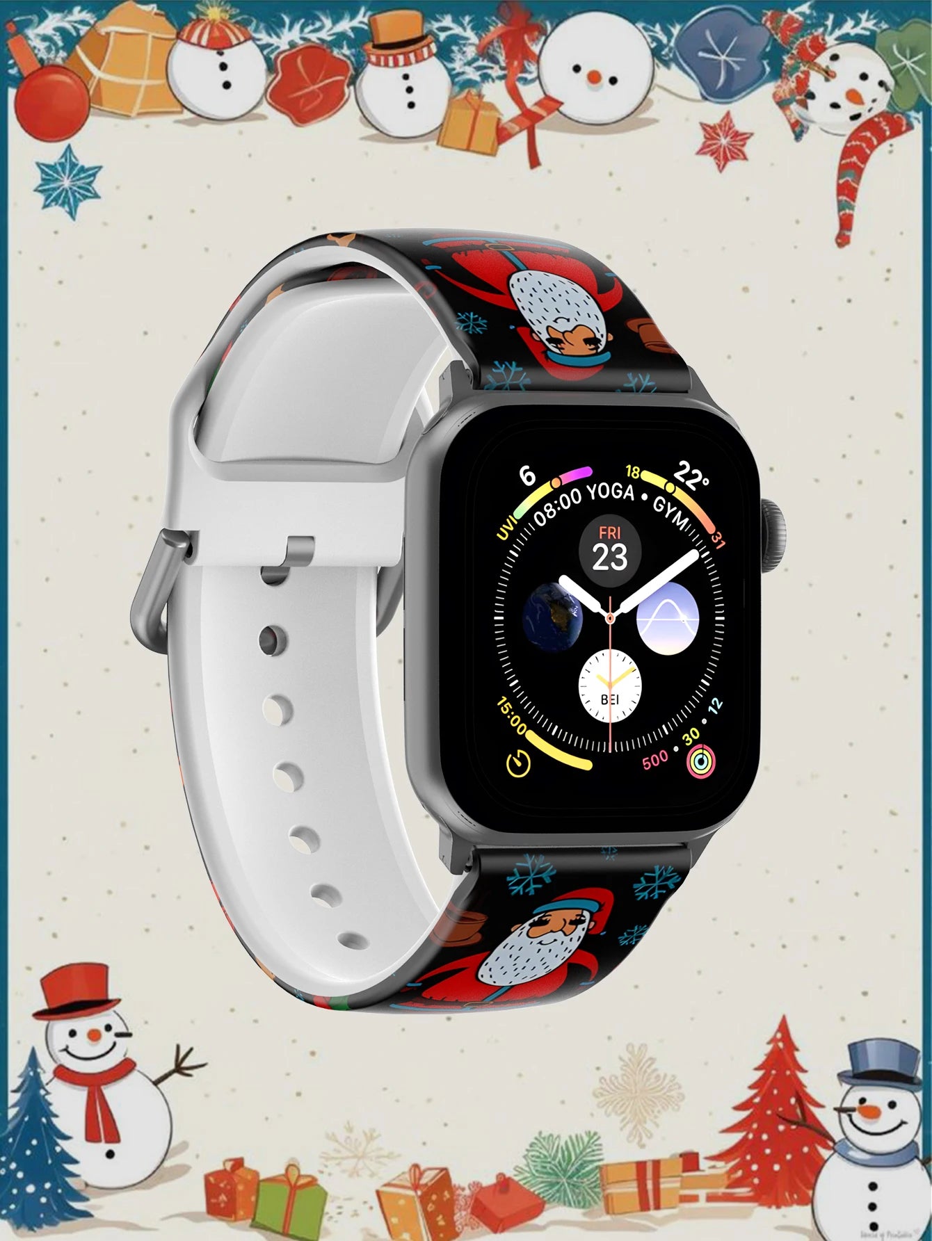 White bearded Santa For Apple Watch Ultra3 Strap 11 10 9 8 7 6 5 4 SE Bracelet For iWatch 46mm 49mm 44mm 45mm 41mm 42mm Band