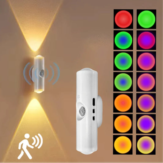 LED Cabinet Lights Motion Sensor Ambient Light Magnetic RGB Rechargeable Wall Sunset Lamp Hallway Stairs Kitchen Night Light