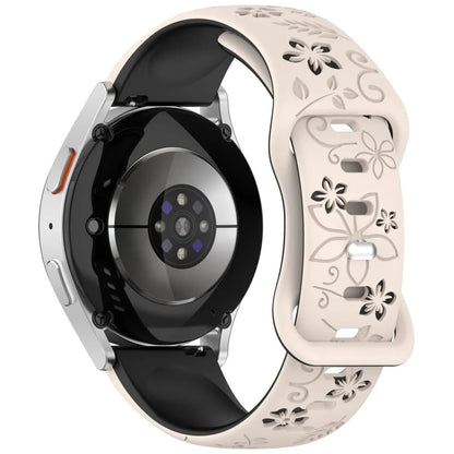 18mm 20mm 22mm Floral Engraved Band for Samsung Galaxy Watch 7 6 5 4 Cute Fancy Silicone Strap For Watch 5 Pro/Active 2 correa