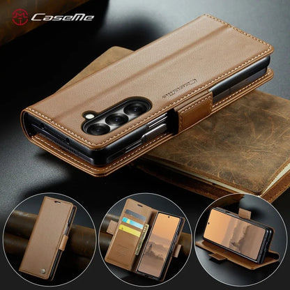 CaseMe Retro New PU Leather Magnetic Book Phone Case For Samsung Galaxy Z Fold 7 6 5 Wallet Flip Case For Samsung Galaxy Z Fold7