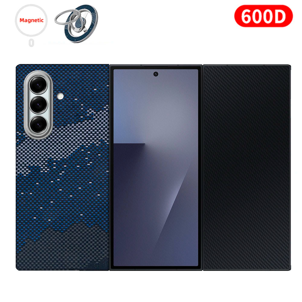 For samsung galaxy z trifold aramid case 600d kevlar carbon aramid fiber fabric thin hard cover magnetic balck Slim light premiu
