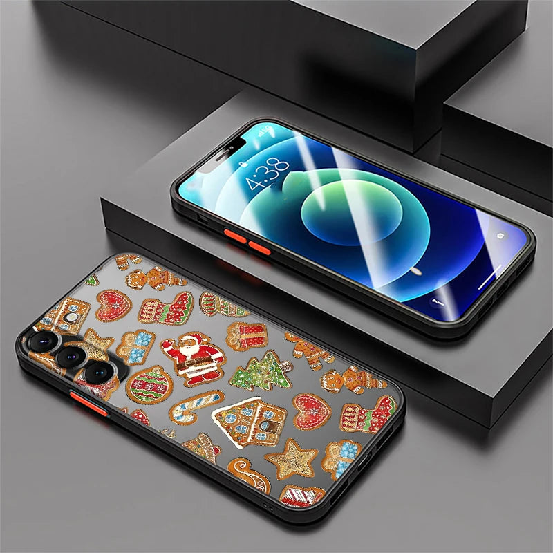 Back Phone Cover Case for Samsung Galaxy S23 Ultra S20 S21 S22 Plus S10 S9 S24 FE S25 Edge Cartoon Christmas Style Pattern