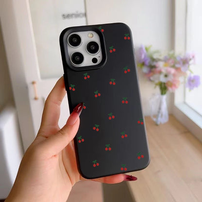 For iPhone 17 16 15 14 13 12 11 Pro Max Case Cute Cartoon Cherry Graphic Silicone Phone Cover For iPhone 15 16 Plus Soft Fundas