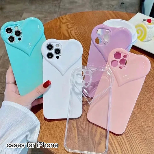 Love Heart Protect Lens Phone Cases For IPhone 16 15 14 13 12 11 Pro Xs Max XR 7 8 Plus SE2/SE3 TPU Shockproof Back Cover