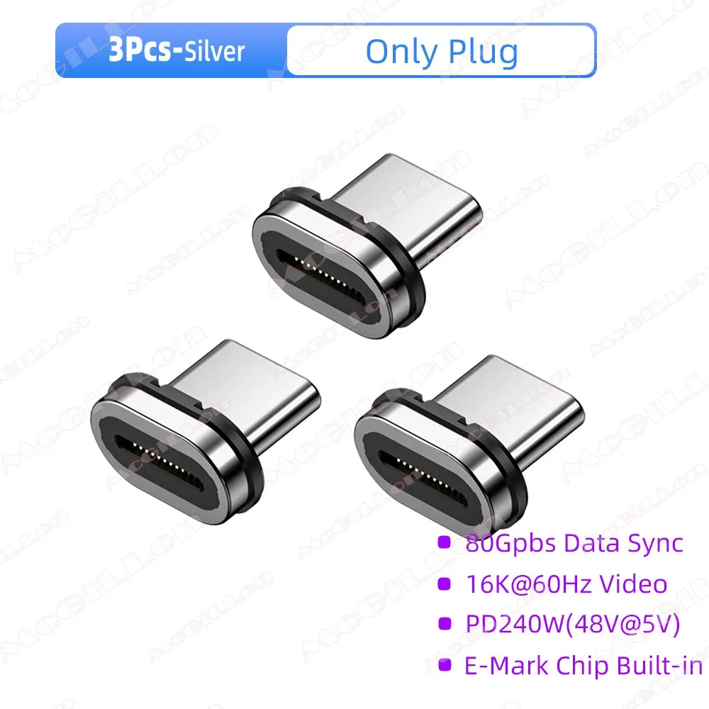 PD 240W Magnetic USB C Adapter Fast Charging Type C to USB C USB4 Connector 80Gbps 16K60Hz for Thunderbolt 5 4 iPhone 16 Macbook