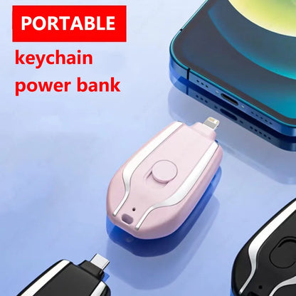 Portable 1500mAh Type C Emergency Charger New Design Keychain Mini Power Bank with 10W Output for Mobile Phones Small Convenient