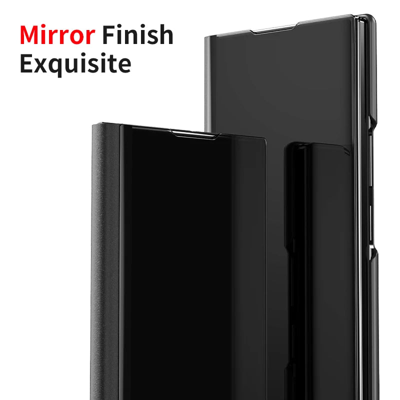 Mirror Flip Case For Samsung Galaxy Z TriFold Tri Fold Folding Plating Stand Holder Luxury Hard Plastic Shockproof Fashion Cover