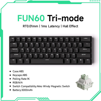 MONSGEEK FUN60 PRO&MAX HE Machanical Keyboard Magnetic Switch 60% Wireless Gaming Keyboard Rapid Trigger 8K ARGB Custom Keyboard