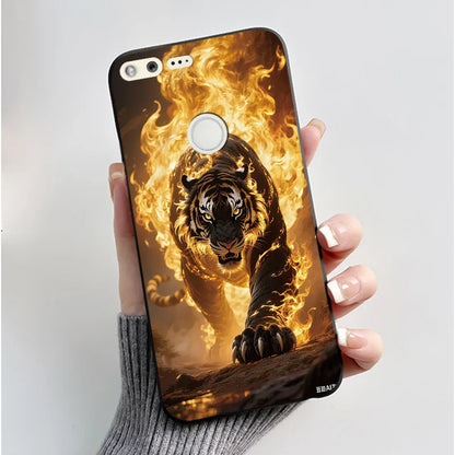 Case For Google Pixel 1 Soft Silicone Black Case For Google Pixel 1XL Elegant Style New Design Pattern Koi Dragon King Casing