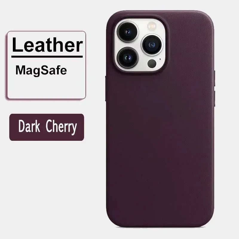 Luxury MagSafe Case for Apple iPhone 16 Pro Max 13 12 14 15 Plus PU Leather Official Style MacSafe Magnetic i Phone Cover Etui