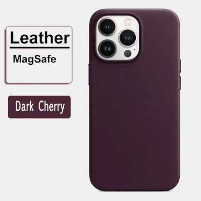 Luxury MagSafe Case for Apple iPhone 16 Pro Max 13 12 14 15 Plus PU Leather Official Style MacSafe Magnetic i Phone Cover Etui