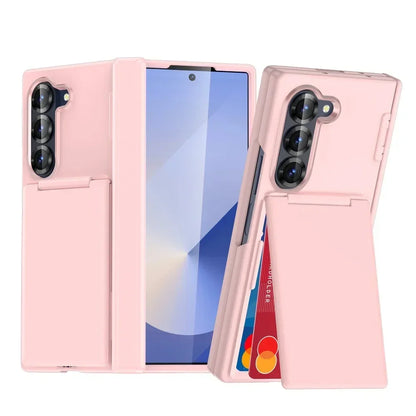 Kickstand Folding Bracket Flip Card Slot Holder Phone Case For Samsung Galaxy Z Fold 7 6 5 Fold7 Fold6 Fold5 5G Matte Cover