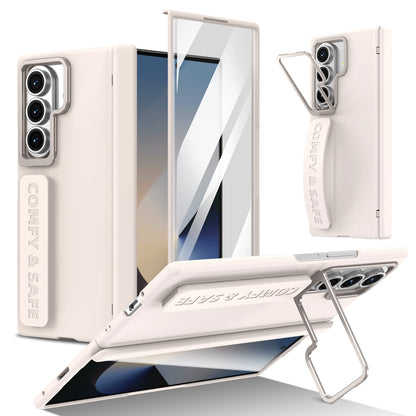 Camera Holder Hinge Protection PC Hard Phone Case For Samsung Galaxy Z Fold 7 6 5 4 3 Outer Screen Glass Shockproof Cover