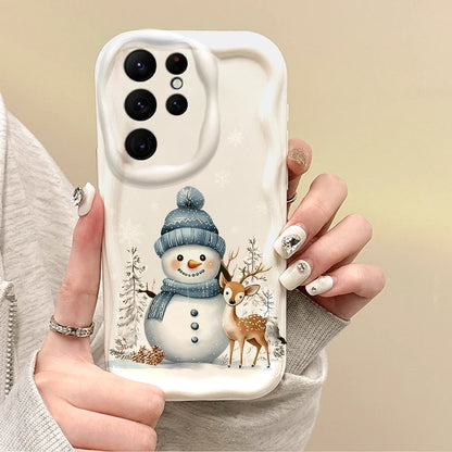 Cute Christmas Tree Snowman Phone Case For Samsung Galaxy S25 S24 S23 S22 Ultra Plus S21 FE A73 A72 A55 A54 Soft Silicone Cover