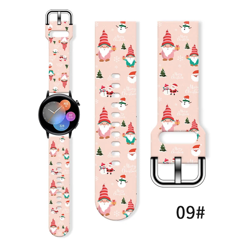 20mm Christmas 6 Strap for Samsung Galaxy Watch 7/6/5 40mm 44mm Band Replaceable Bracelet for Xiaomi Huawei Amazfit Watchband