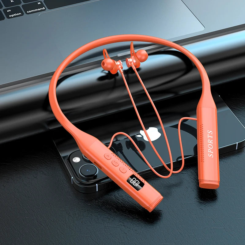 70H Ultra-Long Playtime Bluetooth 5.4 Neckband Earphones with Mic & Ear Monitor – Karaoke Ready, Bass Stereo Sound