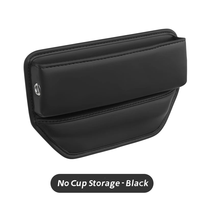 Leather Car Seat Gap Organizer Multifunction Console Crevice Filler Side Storage Box with Cup Holder Car Interior Storage Pocket