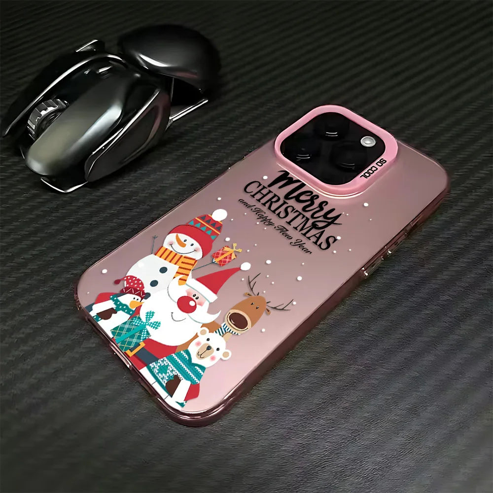 Santa Claus Elk Snowman Christmas Phone Case For iPhone 17 16e 16 15 14 13 12 11 mini Pro Max X XR 8 7 Air Plus Anti Fall Cover