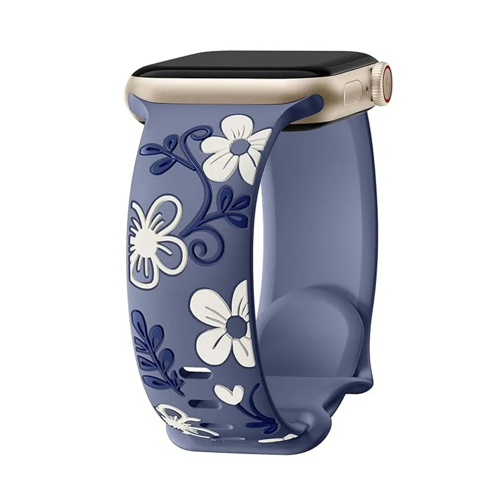 Straps Correa Engraved Silicone Bracelet For Apple Watch 40mm 41mm 42mm 44mm 45mm 46mm 49mm iwatch Series 11 10 9 8 7 6 5 4 SE