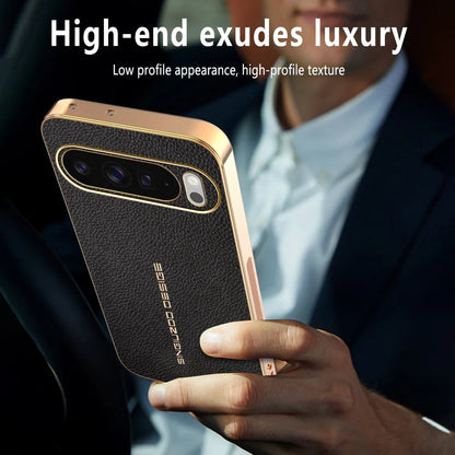 Classic Litchi Leather Magnetic Plating Frame Phone Case For Google Pixel 9 10 Pro XL 9A 6 7 8A Pro Non-slip Bumper Hard Cover