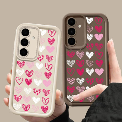 Love Heart Pattern Soft Case For Samsung Galaxy S25 Edge S24 S25 FE S23 S22 Ultra A17 A56 A16 A54 A35 A15 A55 A26 5G Phone Cover