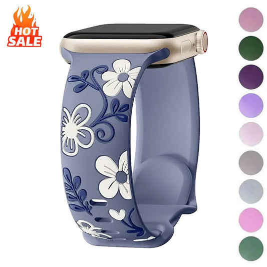 Straps Correa Engraved Silicone Bracelet For Apple Watch 40mm 41mm 42mm 44mm 45mm 46mm 49mm iwatch Series 11 10 9 8 7 6 5 4 SE