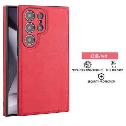 Luxury Vintage PU Leather Case for Samsung S25 Ultra S24 Plus S23 S22 S24Ultra Slim Camera Shockproof Soft Bumper Back Cover