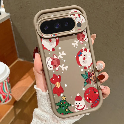Cute Christmas Phone Case For Google Pixel 9 Pro XL 9 8 Pro 8A 7A Shockproof Soft Silicone Protector Cover For Pixel 9 8 7 Pro