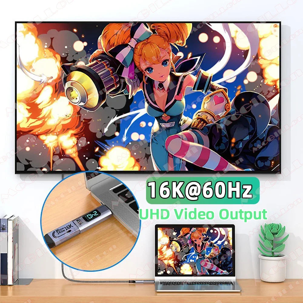 PD 240W Magnetic USB C Adapter Fast Charging Type C to USB C USB4 Connector 80Gbps 16K60Hz for Thunderbolt 5 4 iPhone 16 Macbook