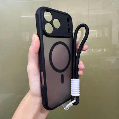Luxury Matte clear Case for iPhone 17 Air Pro 17Pro Max with strap Camera Protect MagSafe Wireless Charging cover for 17 Promax