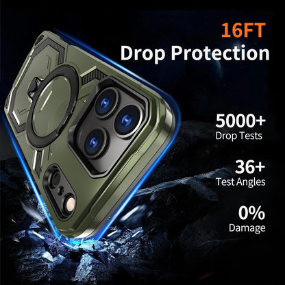 Luxury For Magsafe Wireless Charging Magnetic Armor Case For iPhone 17 Air 16E 16 15 14 13 12 11 Pro Max Plus Ring Stand Cover