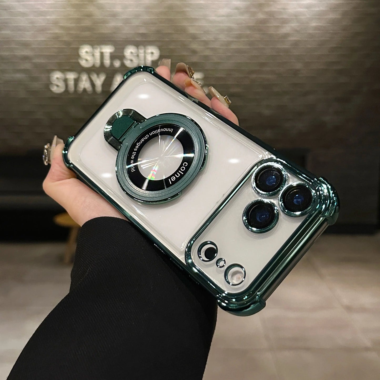 Shockproof Plating Magnetic Case For iPhone 17 Air 17 16 15 14 13 12 Pro Max Plus iPhone XS XR XS MAX Back Covers with Holder