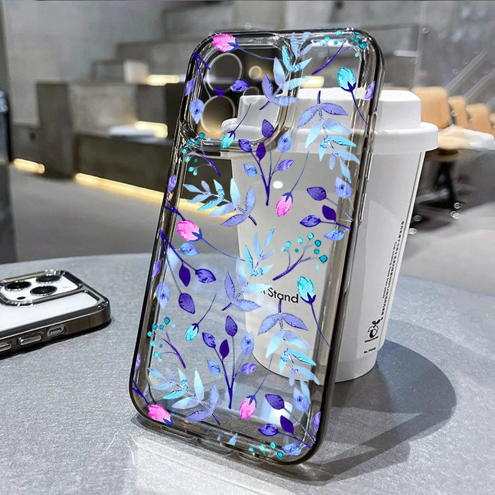 Abstract Plants Flower Phone Case For iPhone 16 Pro Case iPhone 13 15 14 11 12 17 Pro Max 7 8 Plus XR 16e XS SE Clear Soft Cover