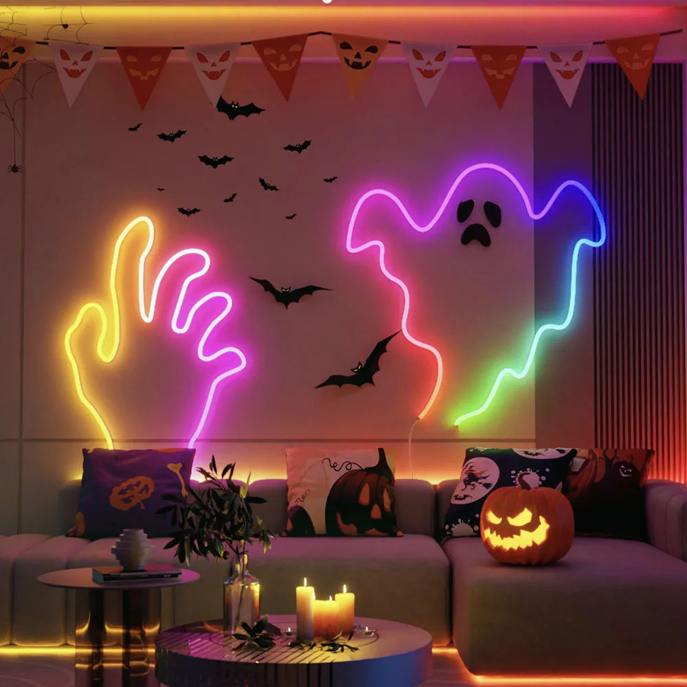 USB Powered RGBIC LED Neon Strip Light with App Control for Room Decor, Smart WiFi Neon Strip Light Halloween Christmas Lighting