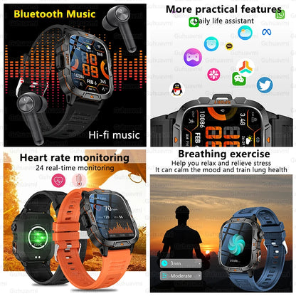 2025 New For Xiaomi Military Grade Smart Watch Men 1.96" AMOLED Screen 5ATM Waterproof Sports Fitness Tracker BT Call Smartwatch