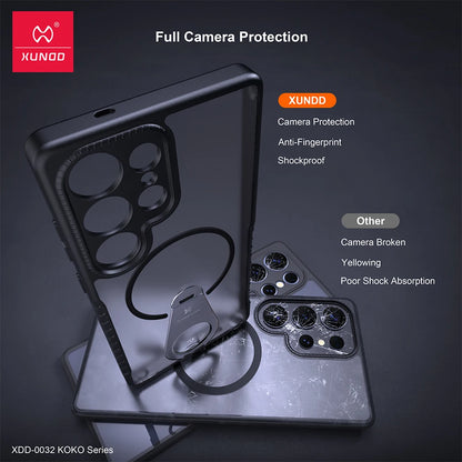 Xundd For Samsung Galaxy S25 24 23 Ultra Case with Adjustable Kickstand Magnetic Case,Anti-Slip Anti-fingerprint Matte Cover