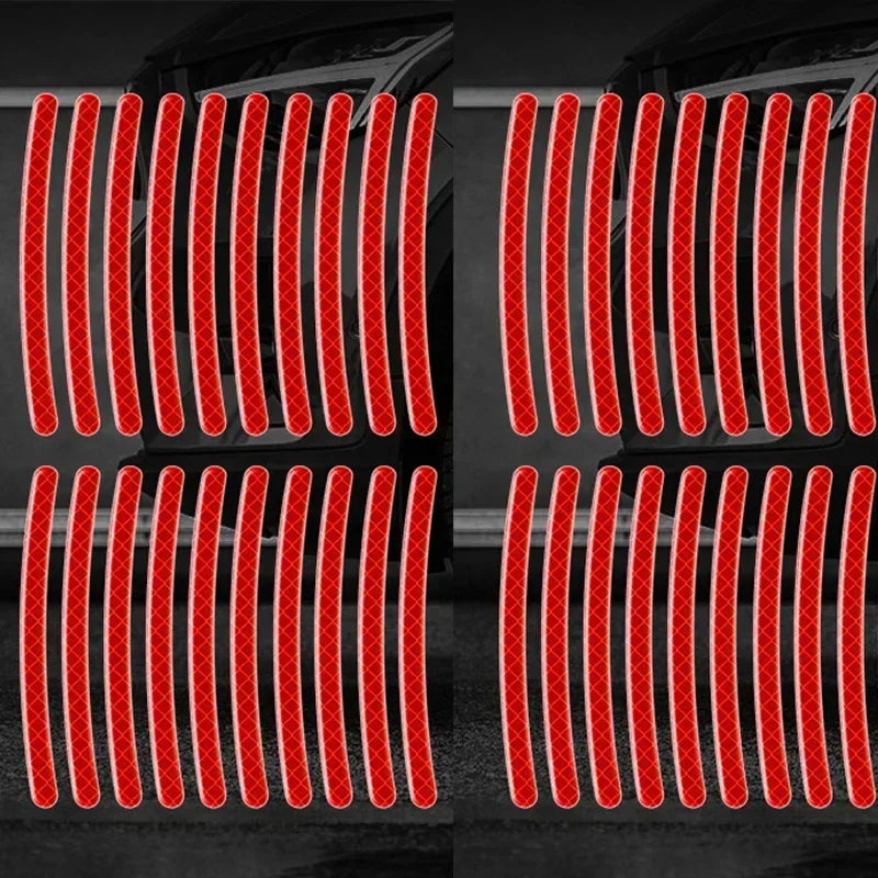Car Wheel Hub Reflective Stripes Sticker Driving Safety Tire Decor Warning Sticker Warning Reflective Tape Car Accessories