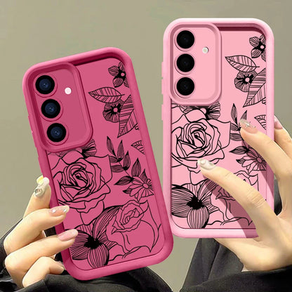 Flowers Soft Case For Samsung Galaxy S25 Edge FE S24 S23 S22 Ultra A17 A56 A36 A26 A16 A54 A15 5G A55 A25 Silicone Phone Cover