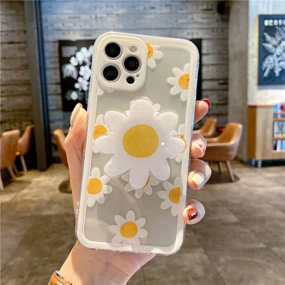 Daisy Flowers Grip Tok Holder Phone Case For Samsung Galaxy A55 A54 5G A34 A14 A15 A25 A24 S20 FE S21 S22 S23 Plus S24 S25 Ultra