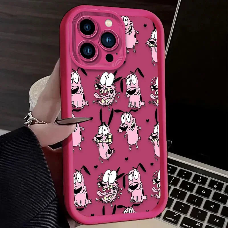 Courages Cowardly Dog Phone Case For iPhone 16 15 14 13 12 11 Pro Max X XS X S Max XR SE 2020 7 8 Plus Soft Silicone Back Funda