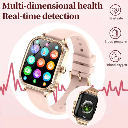 2025 Fashion Smart Watch Women AMOLED Curved Screen IP68 Waterproof Health Call Smartwatch Watch Ladies Fashion Gift