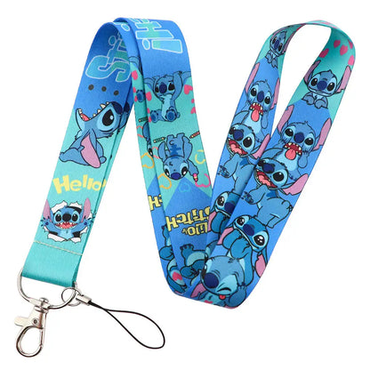 Stitch Cute Cartoon Animation Lanyards For Keys Chain ID Credit Card Cover Pass Mobile Phone Charm Neck Strap Badge Holder Gifts