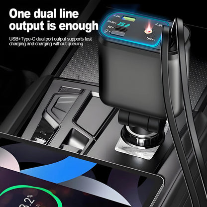 5 in 1 Retractable Car Charger with USB C Cable Roof Starlight Car Charger Adapter Compatible for iPhone Huawei Samsung