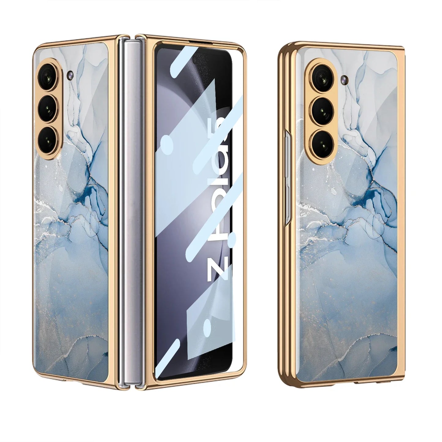 GKK Electroplated Painted Tempered Glass Case For Samsung Galaxy Z Fold 5 With Screen Glass Hard Cover For Galaxy Z Fold5 4 Case
